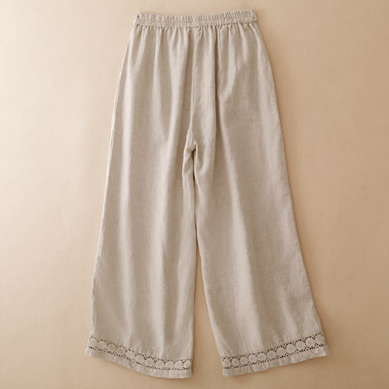 Nimara Ritual Summer Casual Minimalist Drawstring Solid Flower Hem Cropped Pants Women's Straight Leg Pants With Pocket