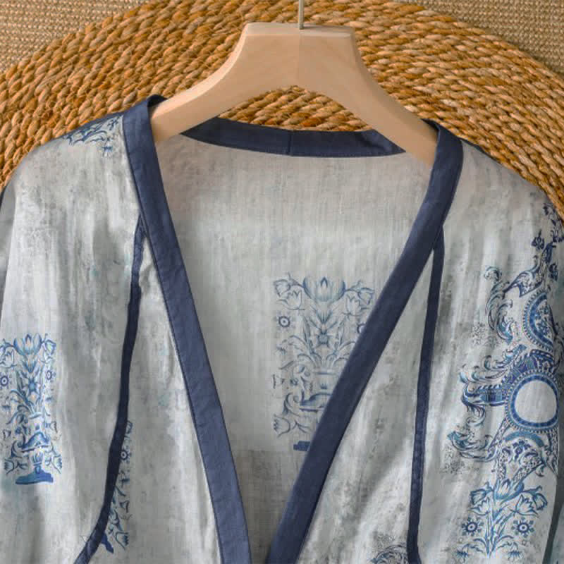 Nimara Ritual Summer Casual Vintage Button-Up Floral Women's Long Sleeve Shirts With Pocket