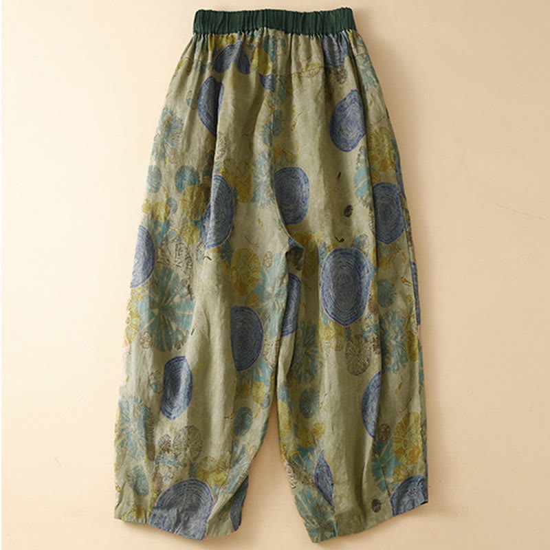 Nimara Ritual Retro Casual Chinese Frog-Button Design Women's Harem Pants With Pockets