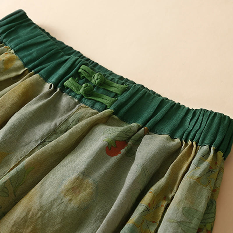 Nimara Ritual Retro Casual Chinese Frog-Button Design Women's Harem Pants With Pockets
