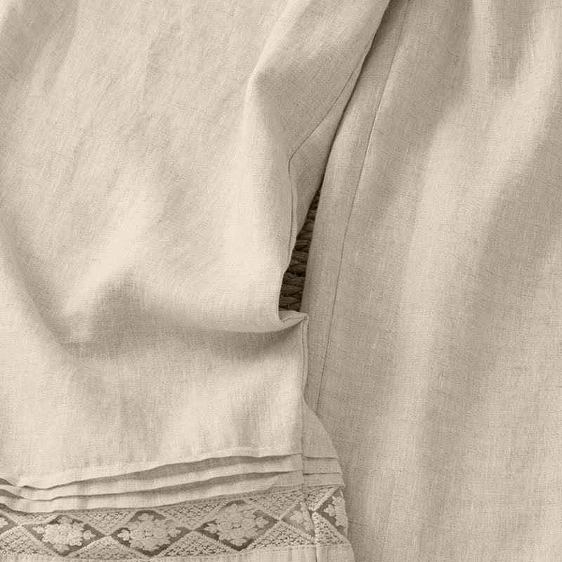 Nimara Ritual Summer Casual Vintage Geometric Tank Top Hollow Hem Back Buttons Women's Sleeveless Shirts With Patch Pocket