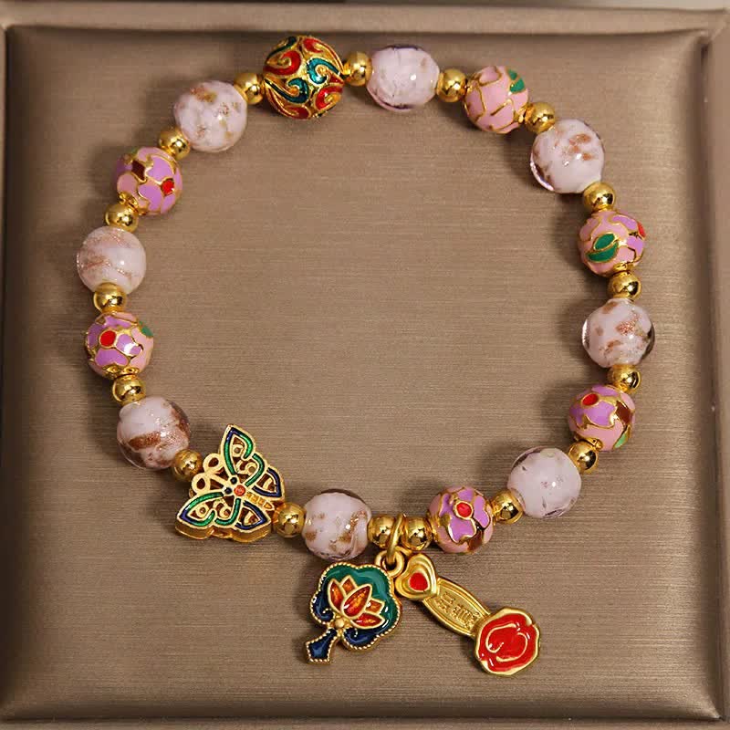 Nimara Ritual Pink Liuli Butterfly Lotus Ruyi Handle Transformation Charm Bracelet