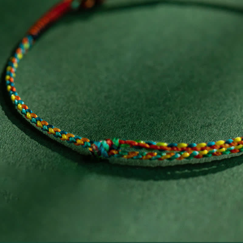 Nimara Ritual Copper Coins Hand-Woven Red Multicolor String Luck Bracelet