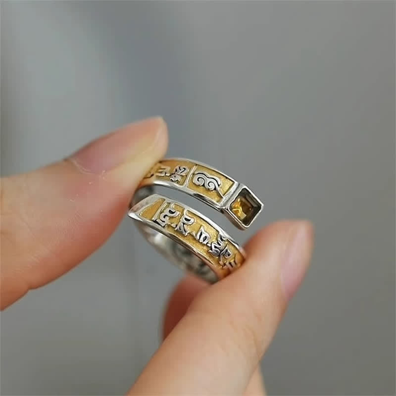Nimara Ritual Copper Om Mani Padme Hum Grounding Wisdom Tibetan Adjustable Ring