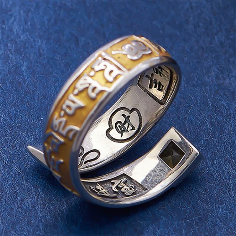 Nimara Ritual Copper Om Mani Padme Hum Grounding Wisdom Tibetan Adjustable Ring