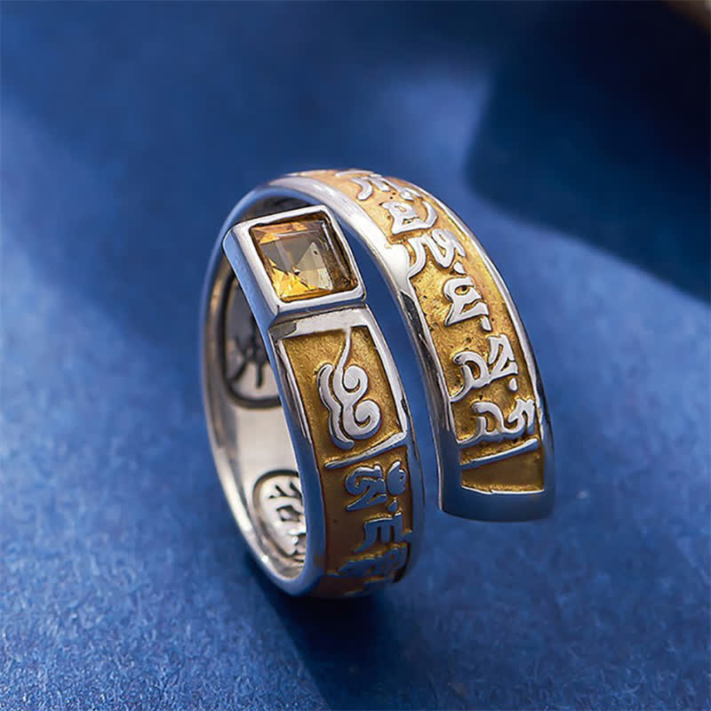Nimara Ritual Copper Om Mani Padme Hum Grounding Wisdom Tibetan Adjustable Ring