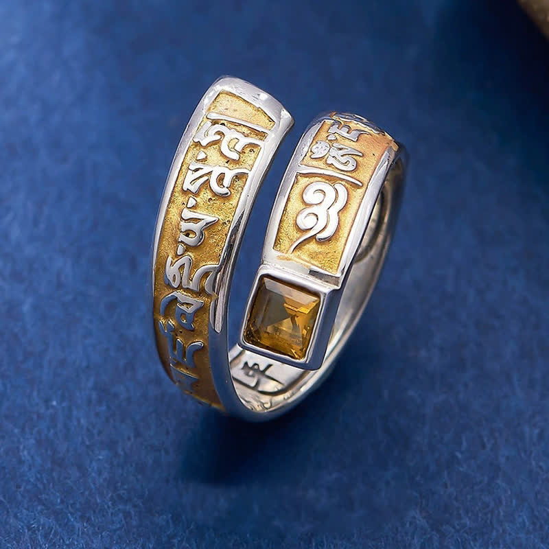 Nimara Ritual Copper Om Mani Padme Hum Grounding Wisdom Tibetan Adjustable Ring