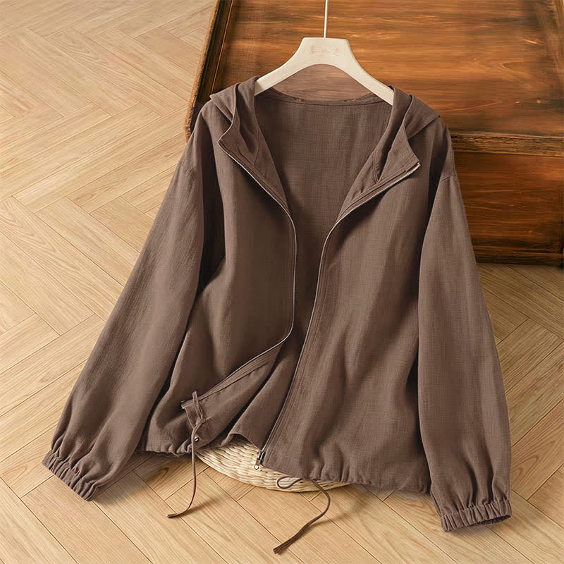 Nimara Ritual Summer Casual Minimalist Drawstring Solid Women's Jackets With Pocket