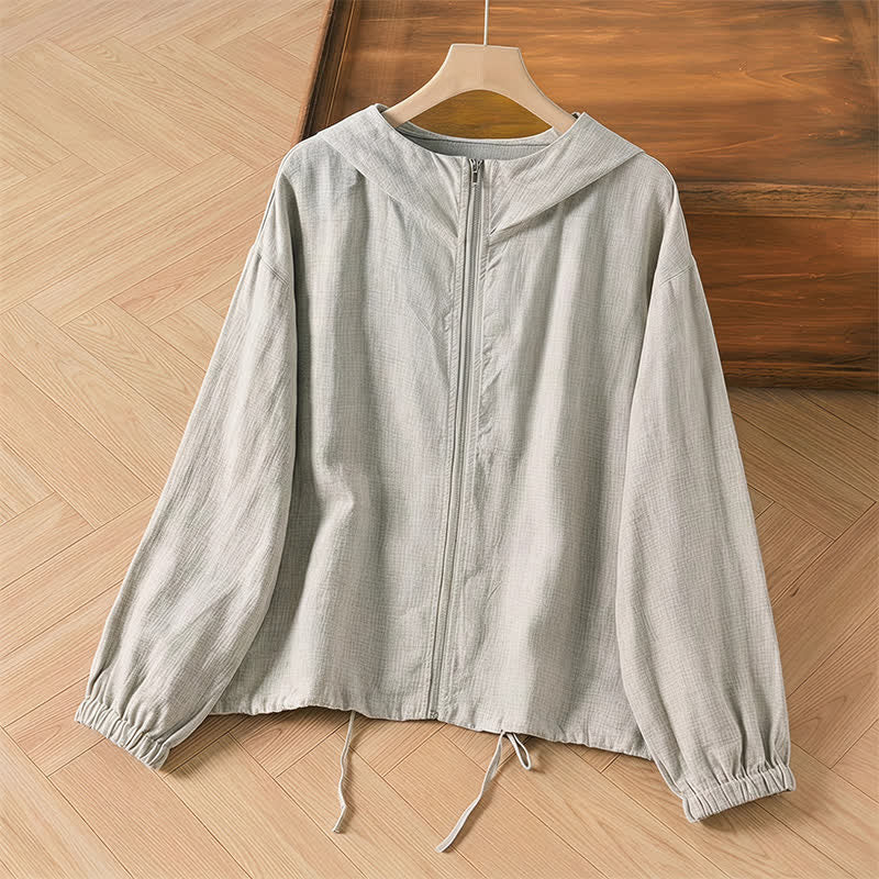 Nimara Ritual Summer Casual Minimalist Drawstring Solid Women's Jackets With Pocket