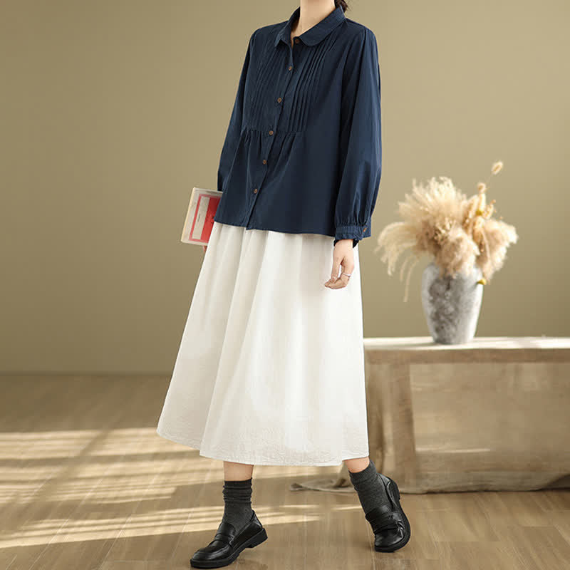 Nimara Ritual Summer Casual Vintage Button-Up Solid Women's Long Sleeve Shirts