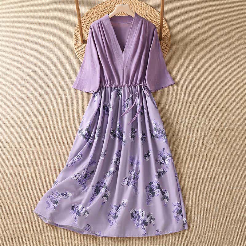 Nimara Ritual Summer Casual Elegant Drawstring Floral Women's Short Sleeve Dresses With Pocket