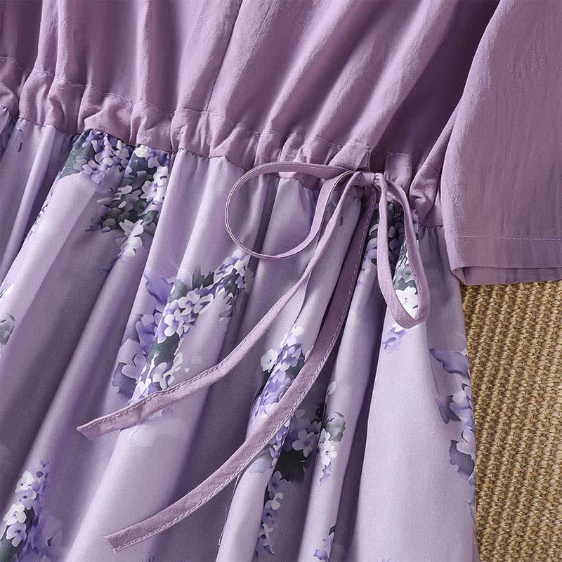 Nimara Ritual Summer Casual Elegant Drawstring Floral Women's Short Sleeve Dresses With Pocket