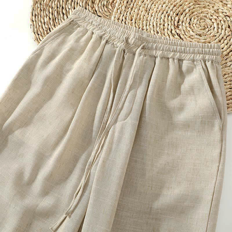 Nimara Ritual Summer Casual Minimalist Drawstring Solid Cropped Pants Men's Harem Pants With Pocket