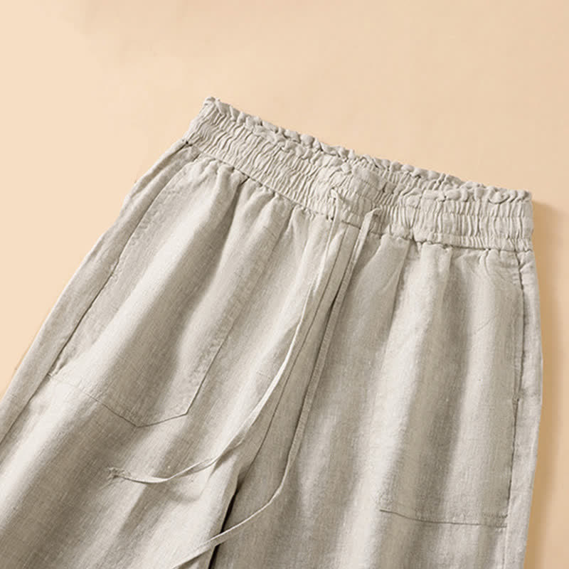 Nimara Ritual Summer Casual Minimalist Drawstring Solid Ankle Pants Women's Straight Leg Pants With Pocket