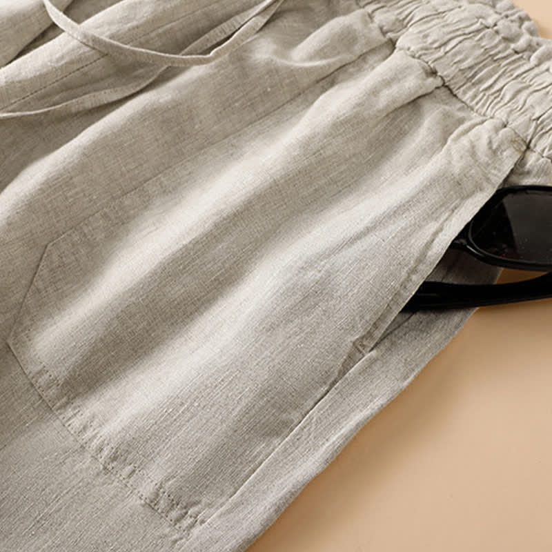 Nimara Ritual Summer Casual Minimalist Drawstring Solid Ankle Pants Women's Straight Leg Pants With Pocket