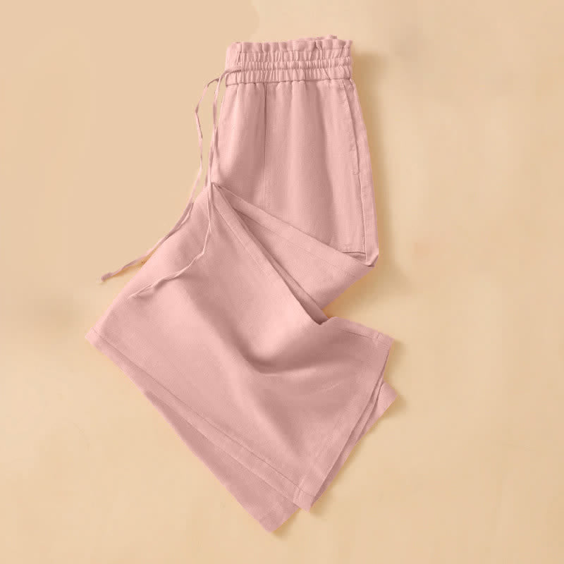 Nimara Ritual Summer Casual Minimalist Drawstring Solid Ankle Pants Women's Straight Leg Pants With Pocket