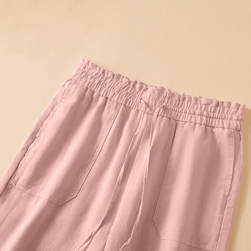 Nimara Ritual Summer Casual Minimalist Drawstring Solid Ankle Pants Women's Straight Leg Pants With Pocket