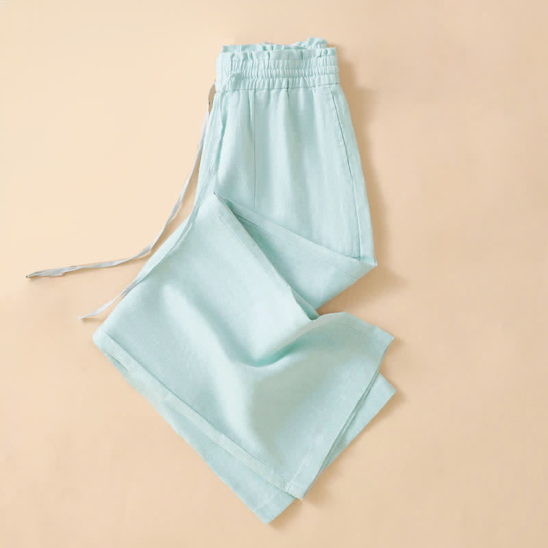 Nimara Ritual Summer Casual Minimalist Drawstring Solid Ankle Pants Women's Straight Leg Pants With Pocket