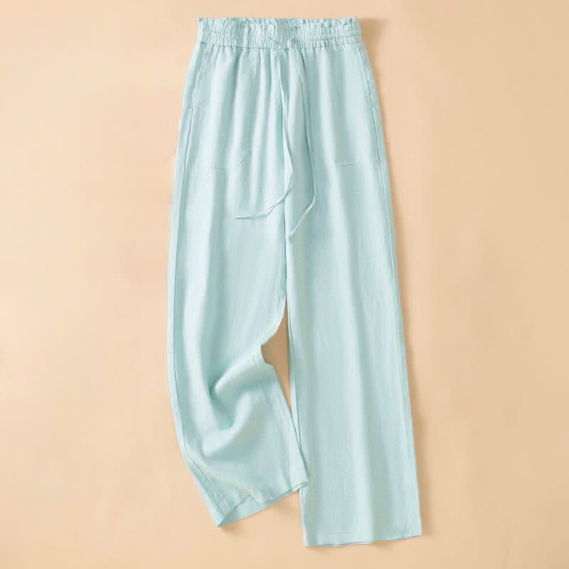 Nimara Ritual Summer Casual Minimalist Drawstring Solid Ankle Pants Women's Straight Leg Pants With Pocket