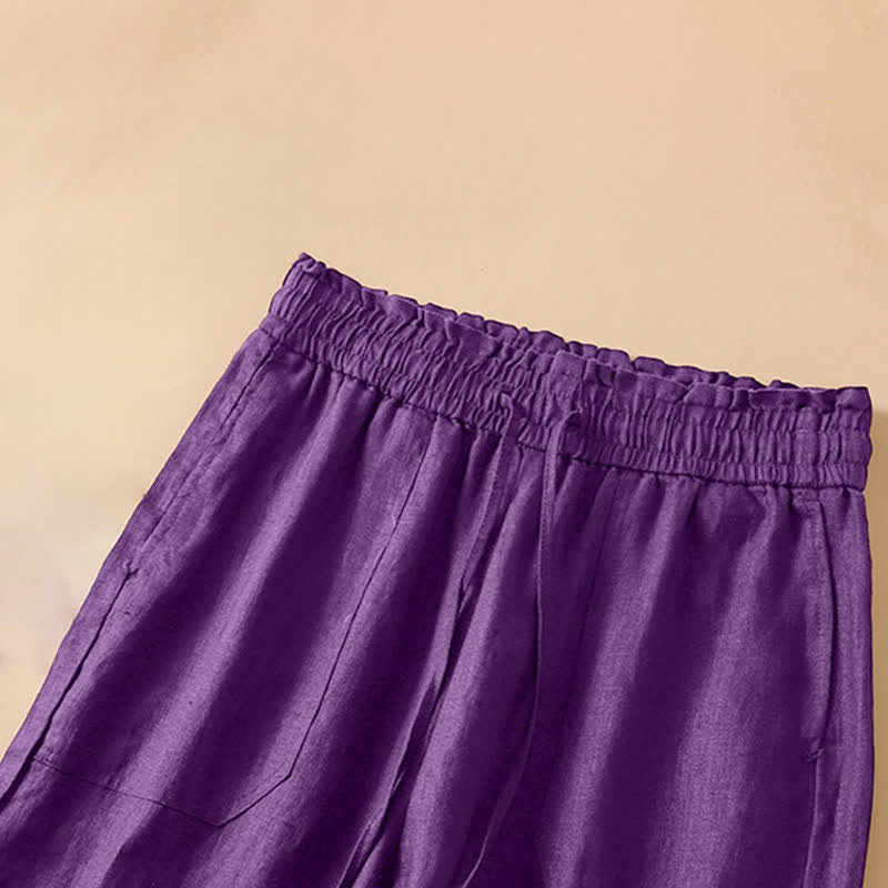 Nimara Ritual Summer Casual Minimalist Drawstring Solid Ankle Pants Women's Straight Leg Pants With Pocket
