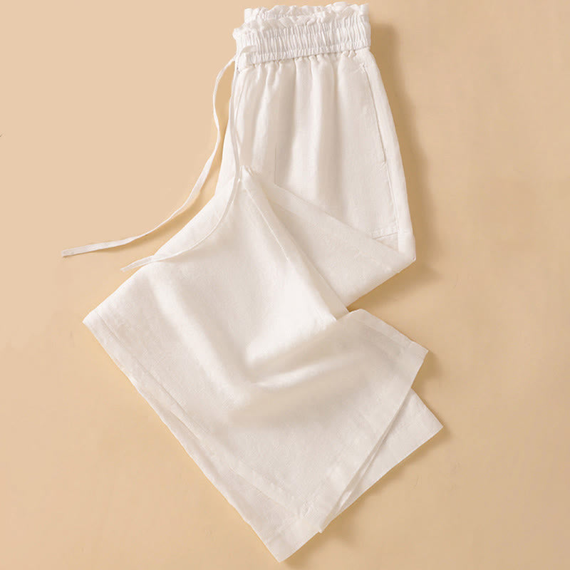 Nimara Ritual Summer Casual Minimalist Drawstring Solid Ankle Pants Women's Straight Leg Pants With Pocket