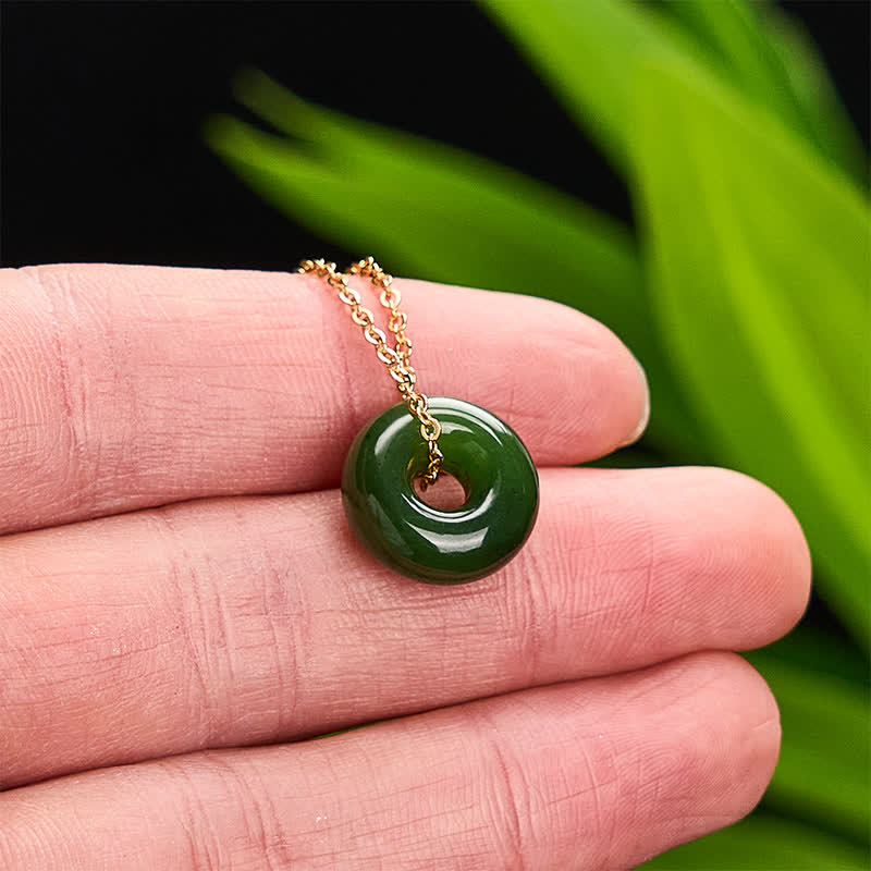 Nimara Ritual Natural Cyan Jade Peace Buckle Abundance Pendant Copper 925 Sterling Silver Chain Necklace