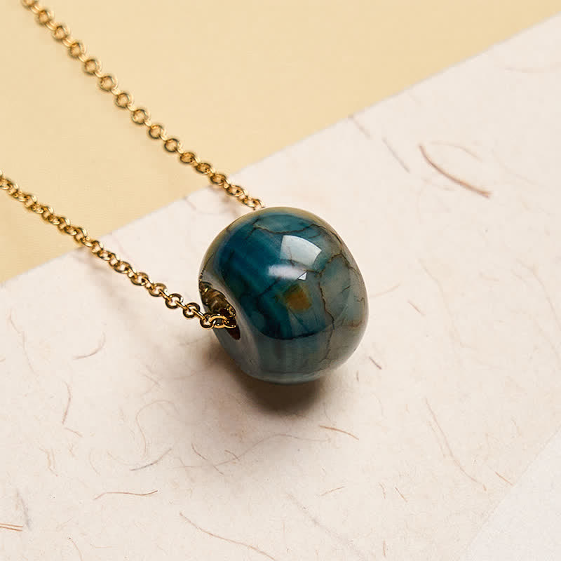 Nimara Ritual Natural Agate Peace Buckle Generosity Pendant Copper 925 Sterling Silver Chain Necklace