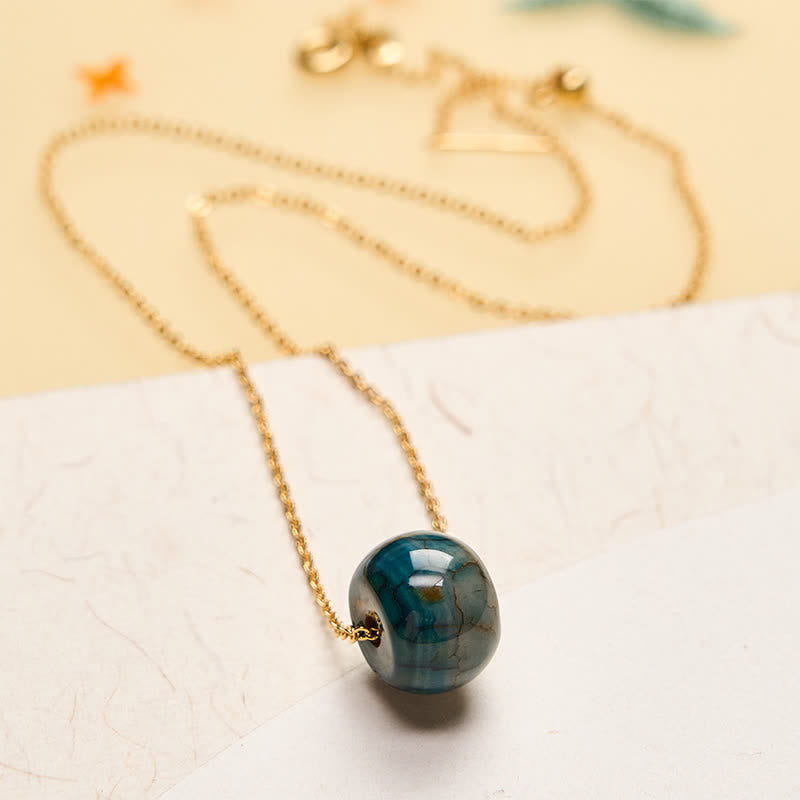 Nimara Ritual Natural Agate Peace Buckle Generosity Pendant Copper 925 Sterling Silver Chain Necklace