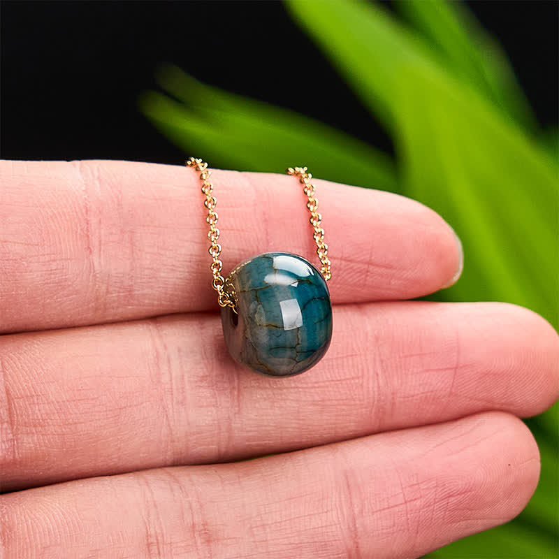 Nimara Ritual Natural Agate Peace Buckle Generosity Pendant Copper 925 Sterling Silver Chain Necklace