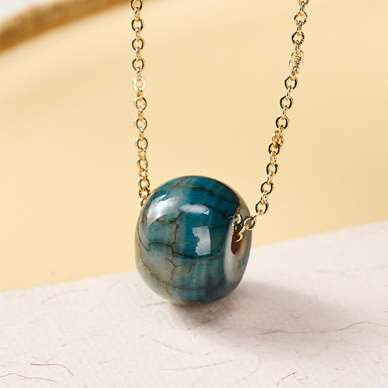 Nimara Ritual Natural Agate Peace Buckle Generosity Pendant Copper 925 Sterling Silver Chain Necklace