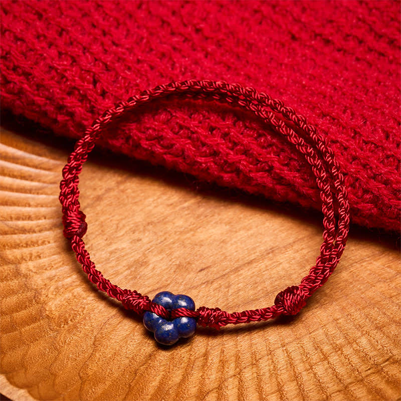 Nimara Ritual Hand-Woven Flower Lapis Lazuli Red String Luck Bracelet
