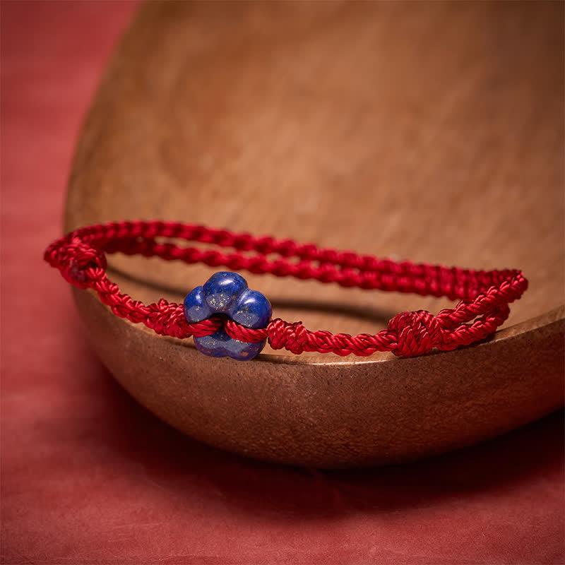 Nimara Ritual Hand-Woven Flower Lapis Lazuli Red String Luck Bracelet