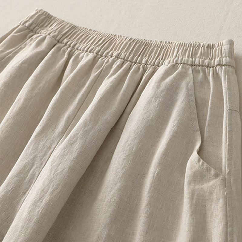 Nimara Ritual Summer Daily Solid Color Elastic Waistband Design Women's Wide Leg Pants With Pockets