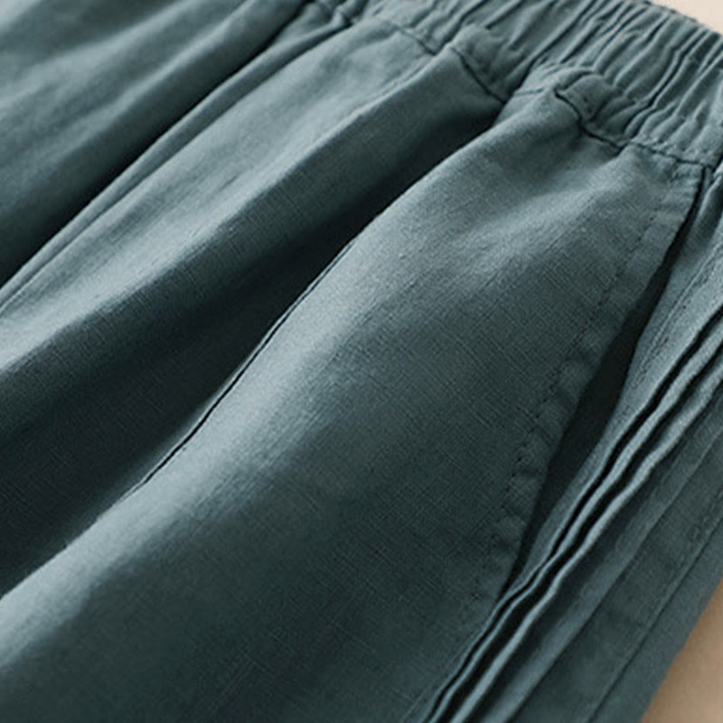 Nimara Ritual Casual Plain Color Side Pleats Rayon Women's Wide Leg Pants With Pockets