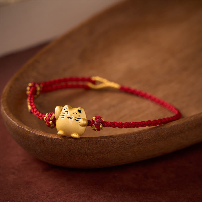 Nimara Ritual Red String Copper Lucky Cat Protection Energy Bracelet