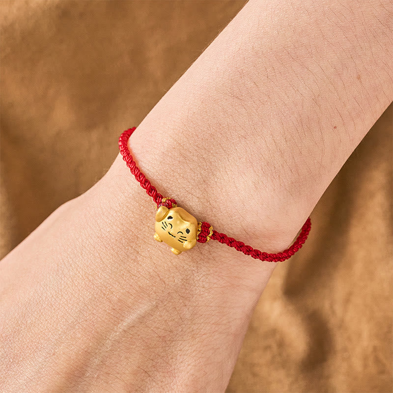 Nimara Ritual Red String Copper Lucky Cat Protection Energy Bracelet
