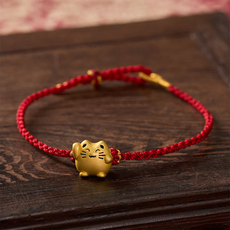 Nimara Ritual Red String Copper Lucky Cat Protection Energy Bracelet