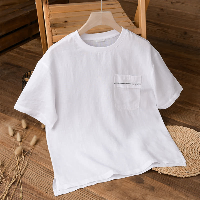 Nimara Ritual Summer Casual Minimalist Solid Men's Short Sleeve T-Shirts With Patch Pocket