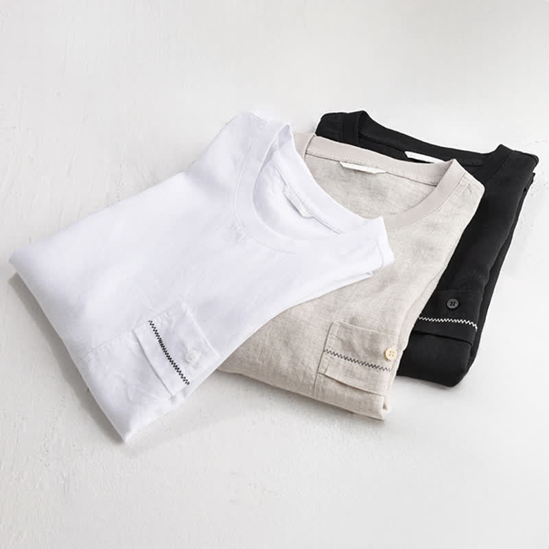 Nimara Ritual Summer Casual Minimalist Solid Men's Short Sleeve T-Shirts With Patch Pocket