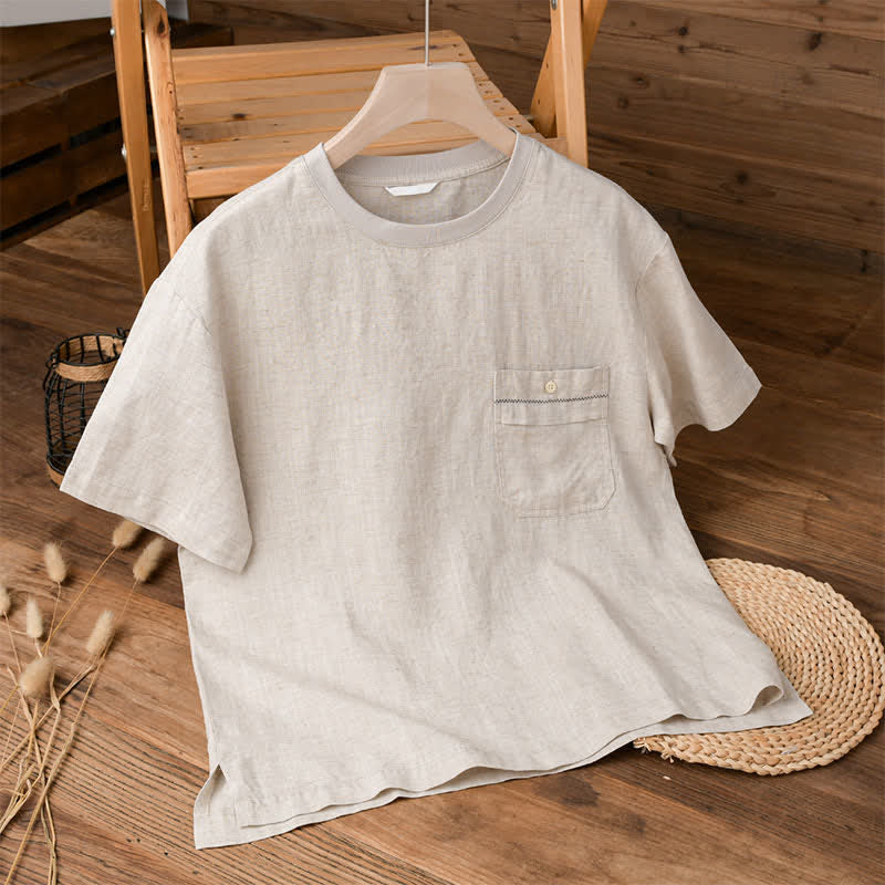 Nimara Ritual Summer Casual Minimalist Solid Men's Short Sleeve T-Shirts With Patch Pocket