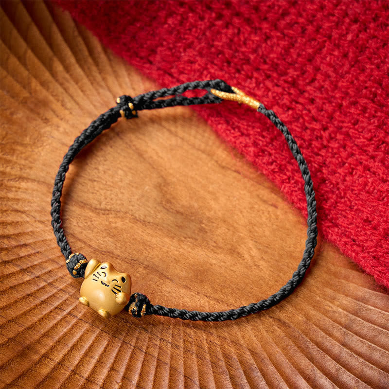Nimara Ritual Red String Copper Lucky Cat Protection Energy Bracelet