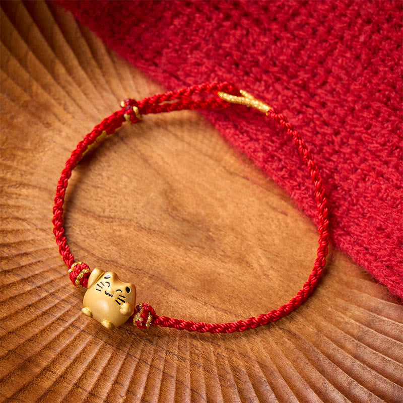 Nimara Ritual Red String Copper Lucky Cat Protection Energy Bracelet