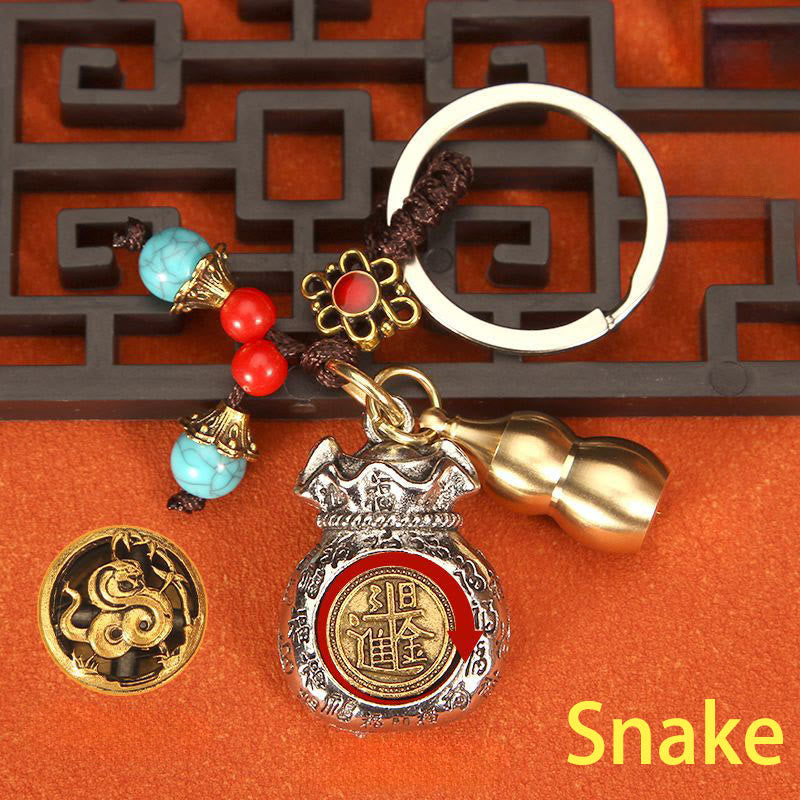 Nimara Ritual Chinese Zodiac Rotating Fortune Bag Braided Keychains