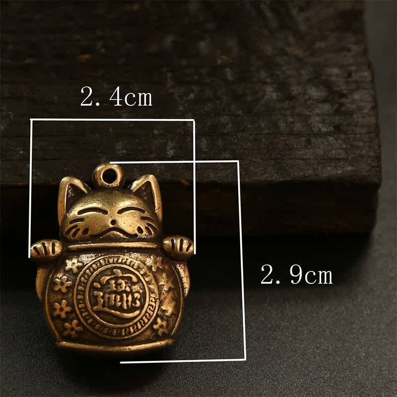 Nimara Ritual Brass Lucky Cat Chinese Coin Wealth Keychains