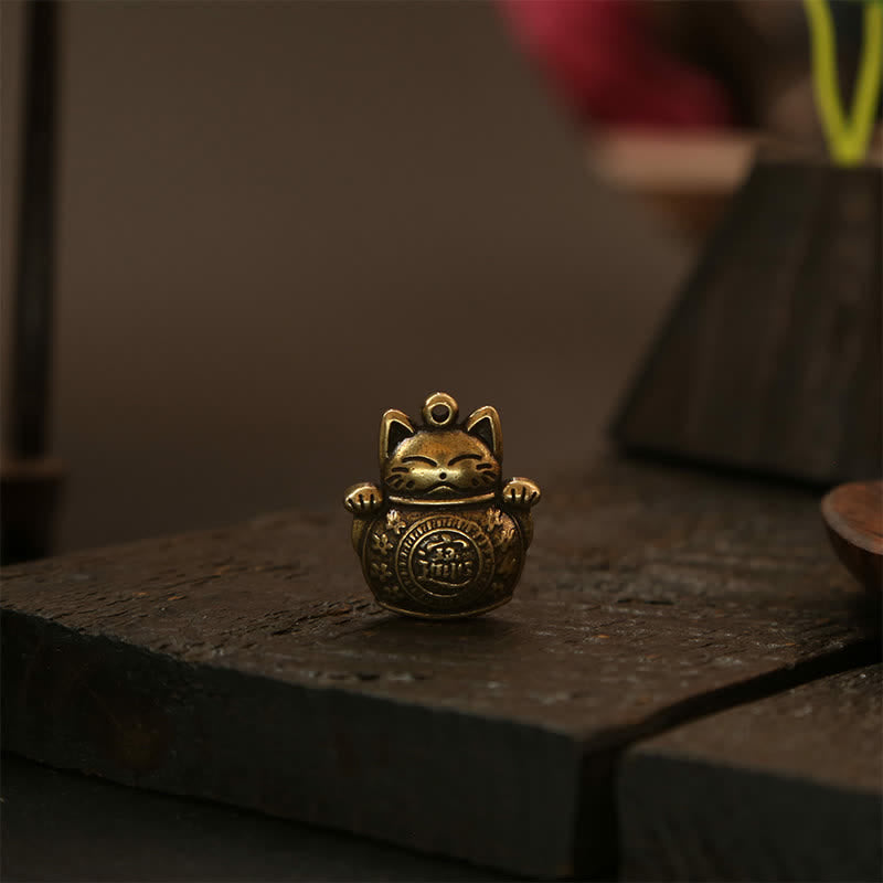 Nimara Ritual Brass Lucky Cat Chinese Coin Wealth Keychains