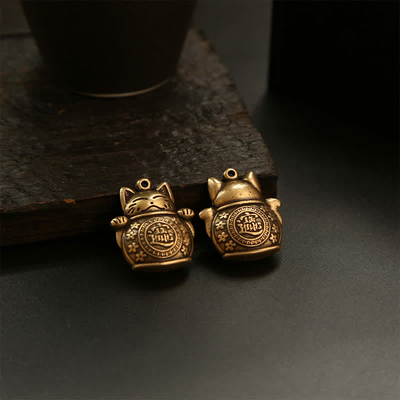 Nimara Ritual Brass Lucky Cat Chinese Coin Wealth Keychains