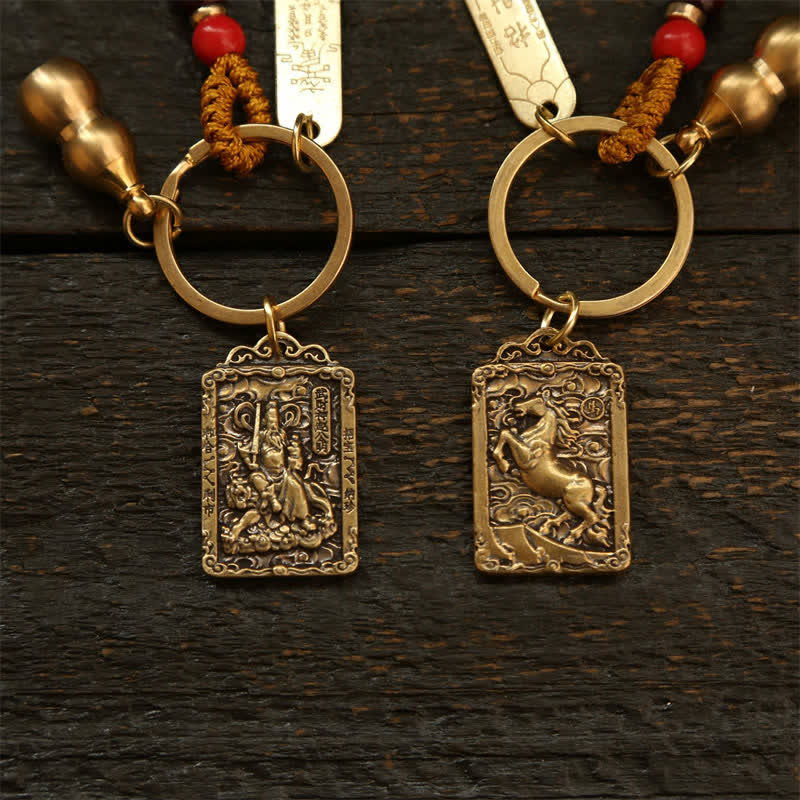 Nimara Ritual Copper Chinese Zodiac Five Emperor Coins Gourd Protection Keychains