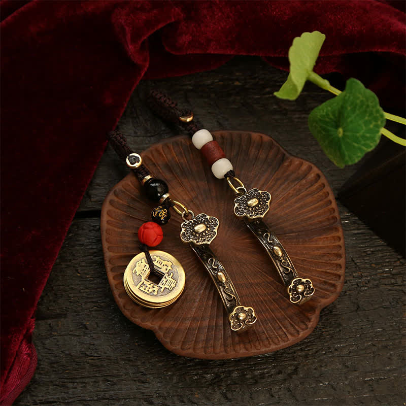 Nimara Ritual Copper Pi Xiu Chinese Coin Ruyi Lotus Wealth Keychains