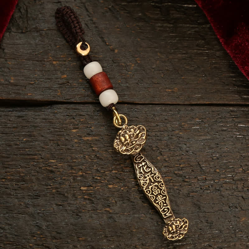 Nimara Ritual Copper Pi Xiu Chinese Coin Ruyi Lotus Wealth Keychains