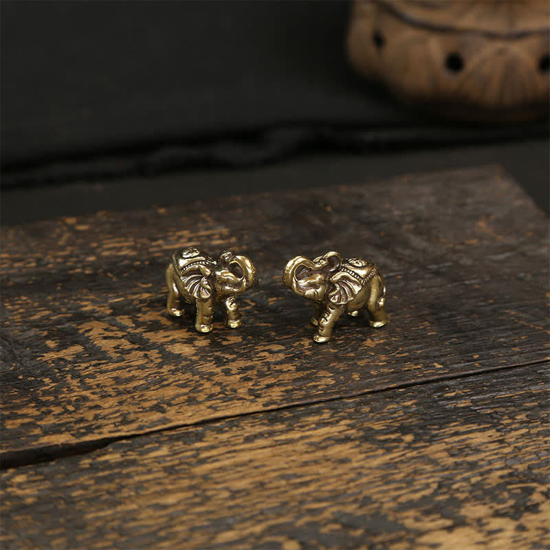 Nimara Ritual Brass Elephant Five Emperor Coins Gourd Pi Xiu Wisdom Keychains